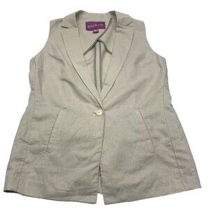•- Savile Row Linen Khaki Vest One Button H31